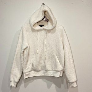 Banana Republic White Plush Hooded Teddy Bear Pullover Size Small